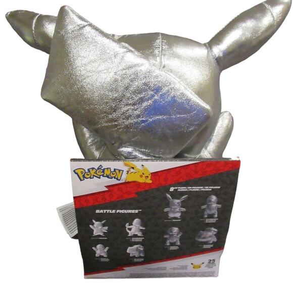 NEW Pikachu Plush Silver 8" GameStop Pokemon 25th Anniversary Chrome Nintendo - Picture 4 of 12